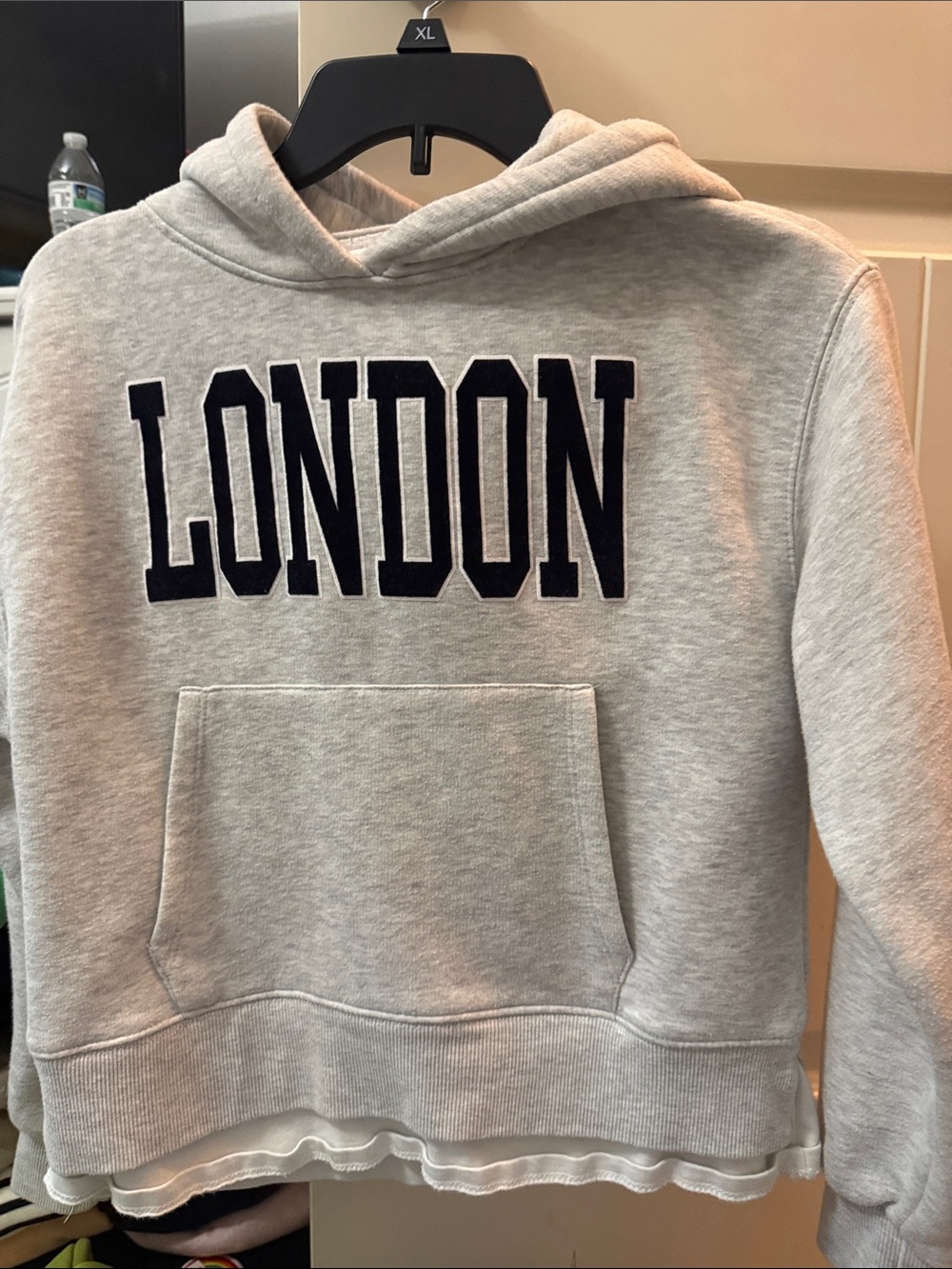 Zara Light Gray 'LONDON' Hooded Sweatshirt
